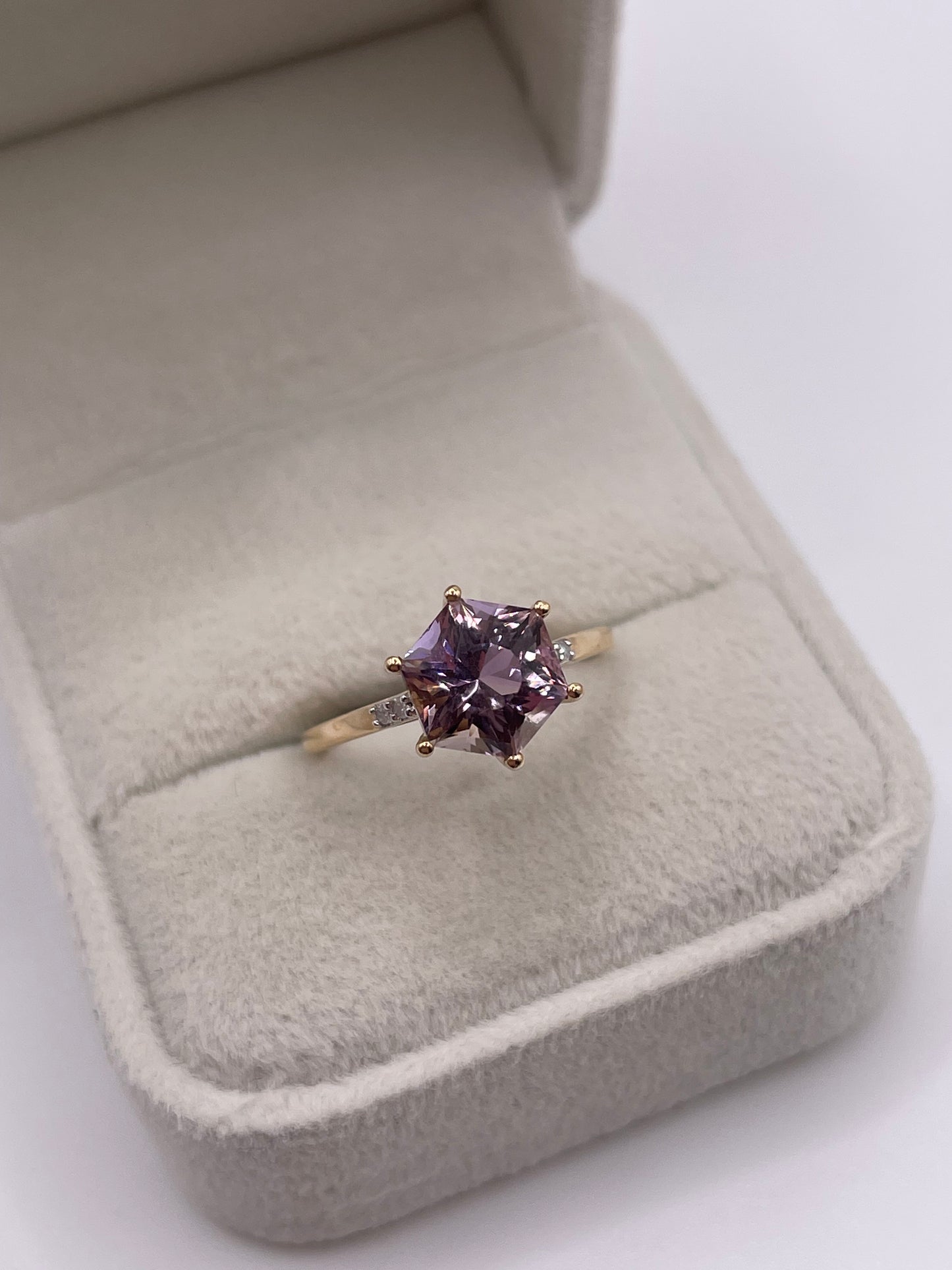 9ct gold ametrine and diamond ring