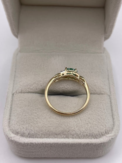 9ct gold emerald and diamond ring