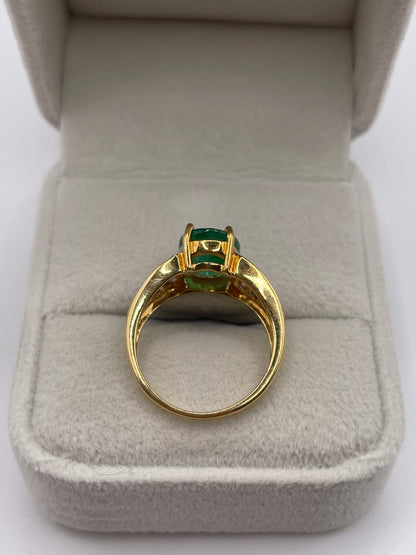 18ct gold emerald and diamond ring