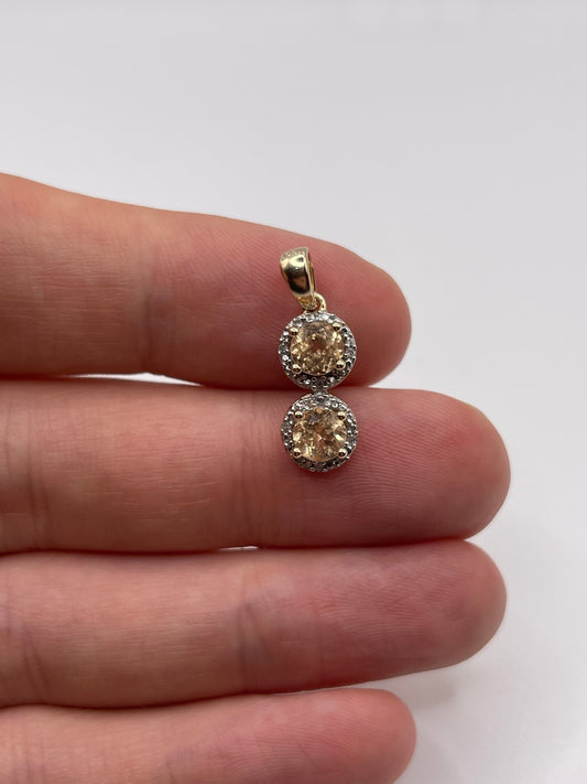 9ct gold citrine and diamond pendant