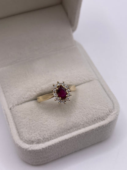 9ct gold ruby and diamond ring