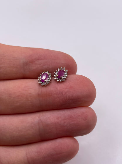9ct gold ruby and diamond earrings