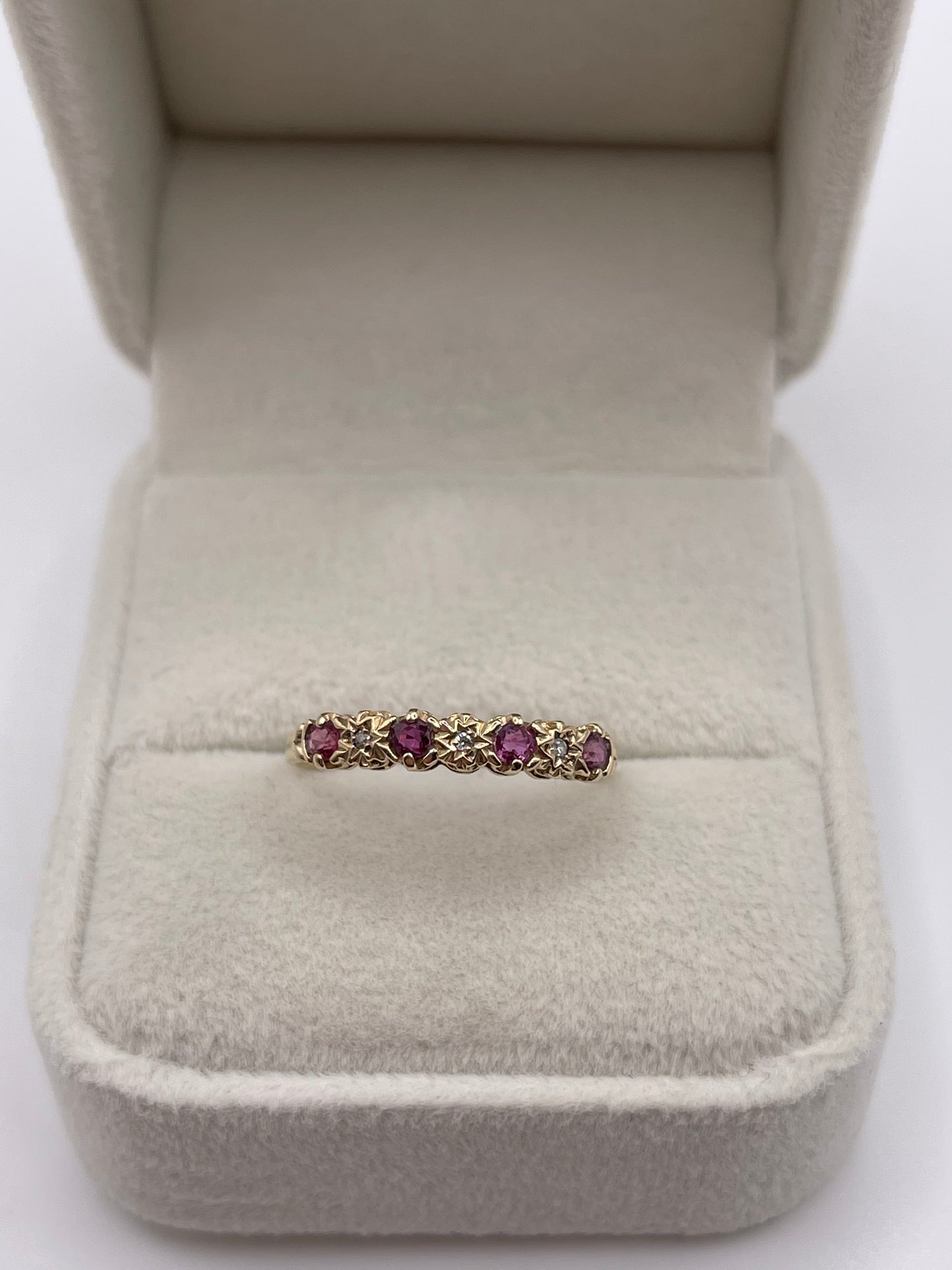9ct gold ruby and diamond ring
