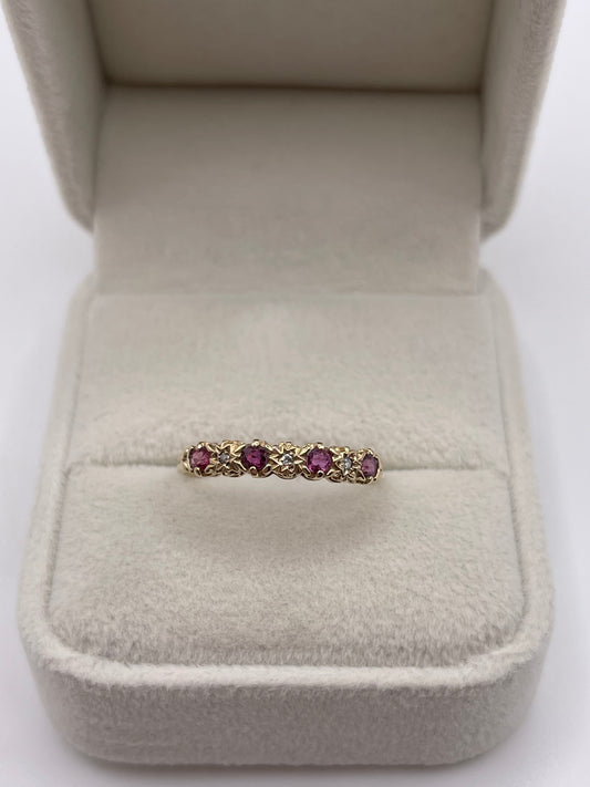 9ct gold ruby and diamond ring