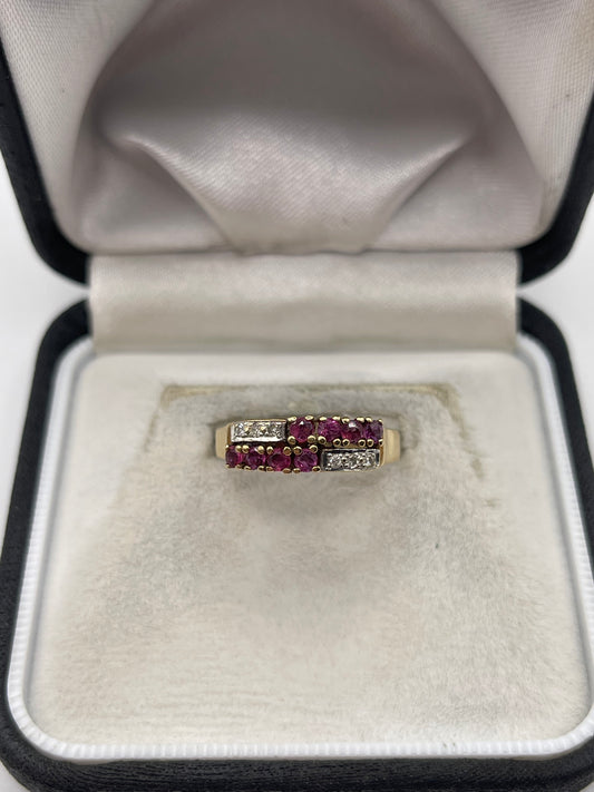 9ct gold ruby and diamond ring
