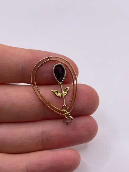 Antique 9ct gold amethyst and pearl pendant