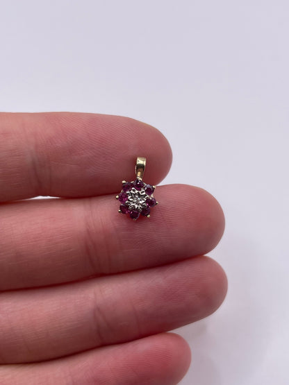 9ct gold ruby and diamond pendant