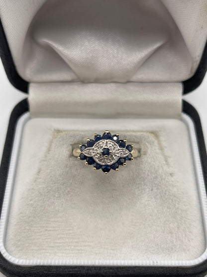 9ct gold sapphire and diamond ring