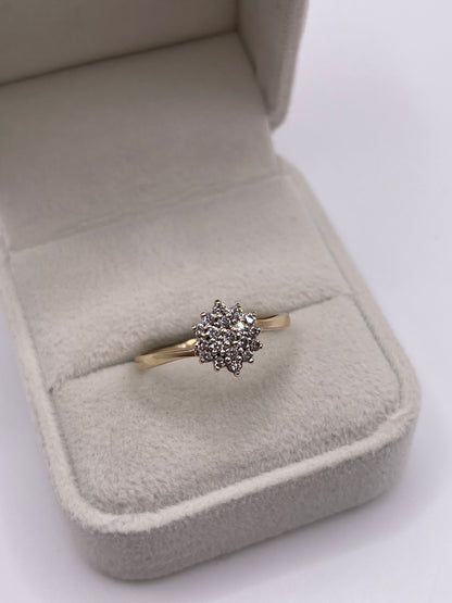 9ct gold diamond cluster ring
