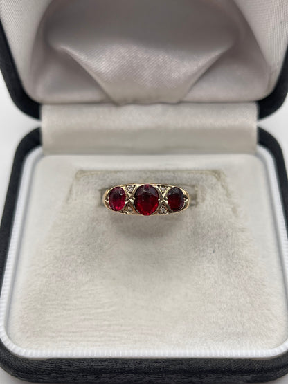 Antique 9ct rose gold paste and diamond ring