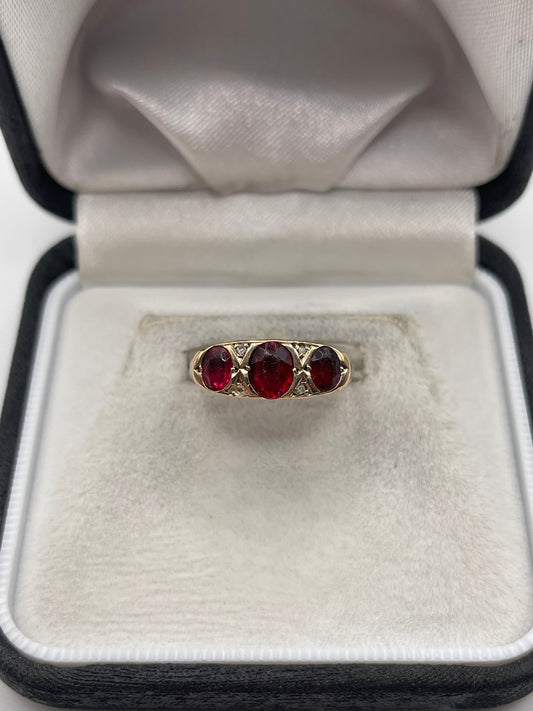 Antique 9ct rose gold paste and diamond ring