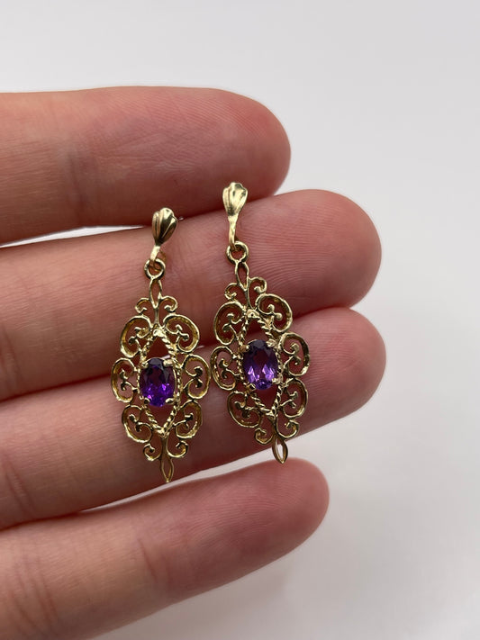 9ct gold amethyst earrings