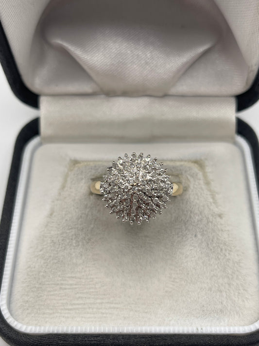 9ct gold diamond cluster ring