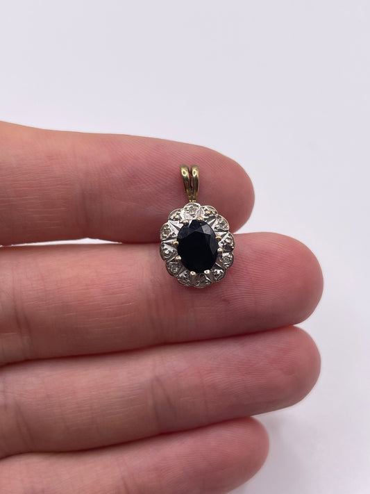 9ct gold sapphire and diamond pendant