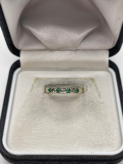 9ct gold emerald and diamond ring