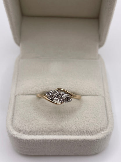 9ct gold platinum diamond ring