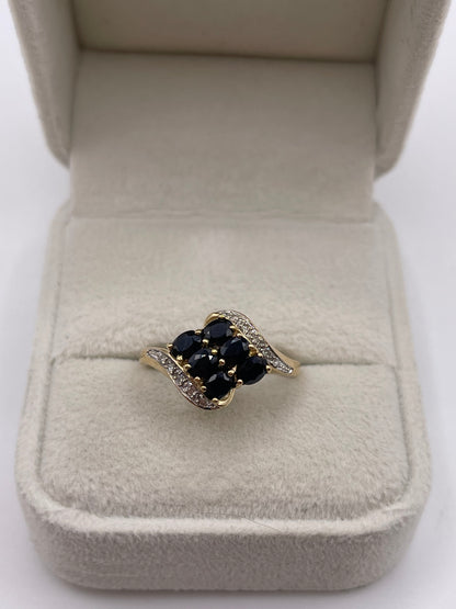 9ct gold sapphire and diamond ring