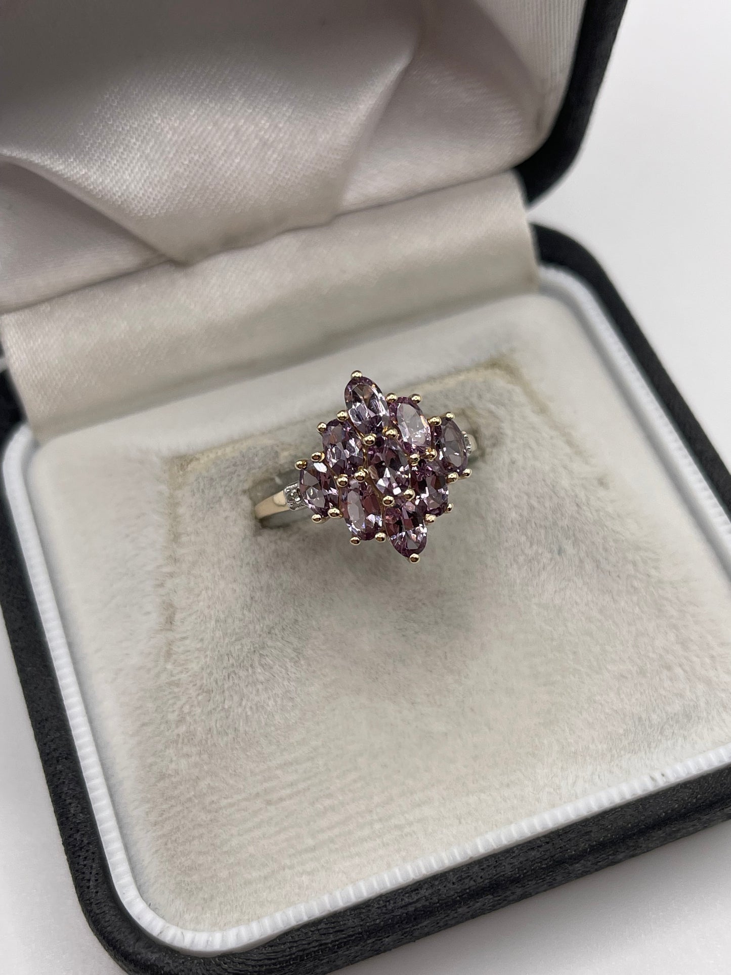 9ct gold spinel and diamond ring