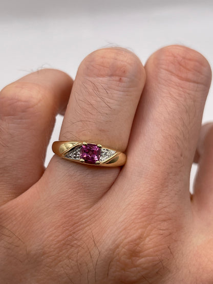 9ct gold pink topaz and diamond ring