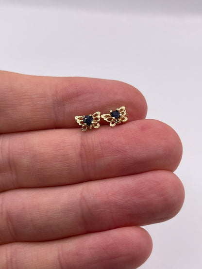 9ct gold sapphire butterfly earrings