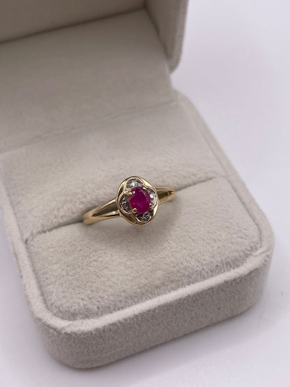 9ct gold ruby and diamond ring