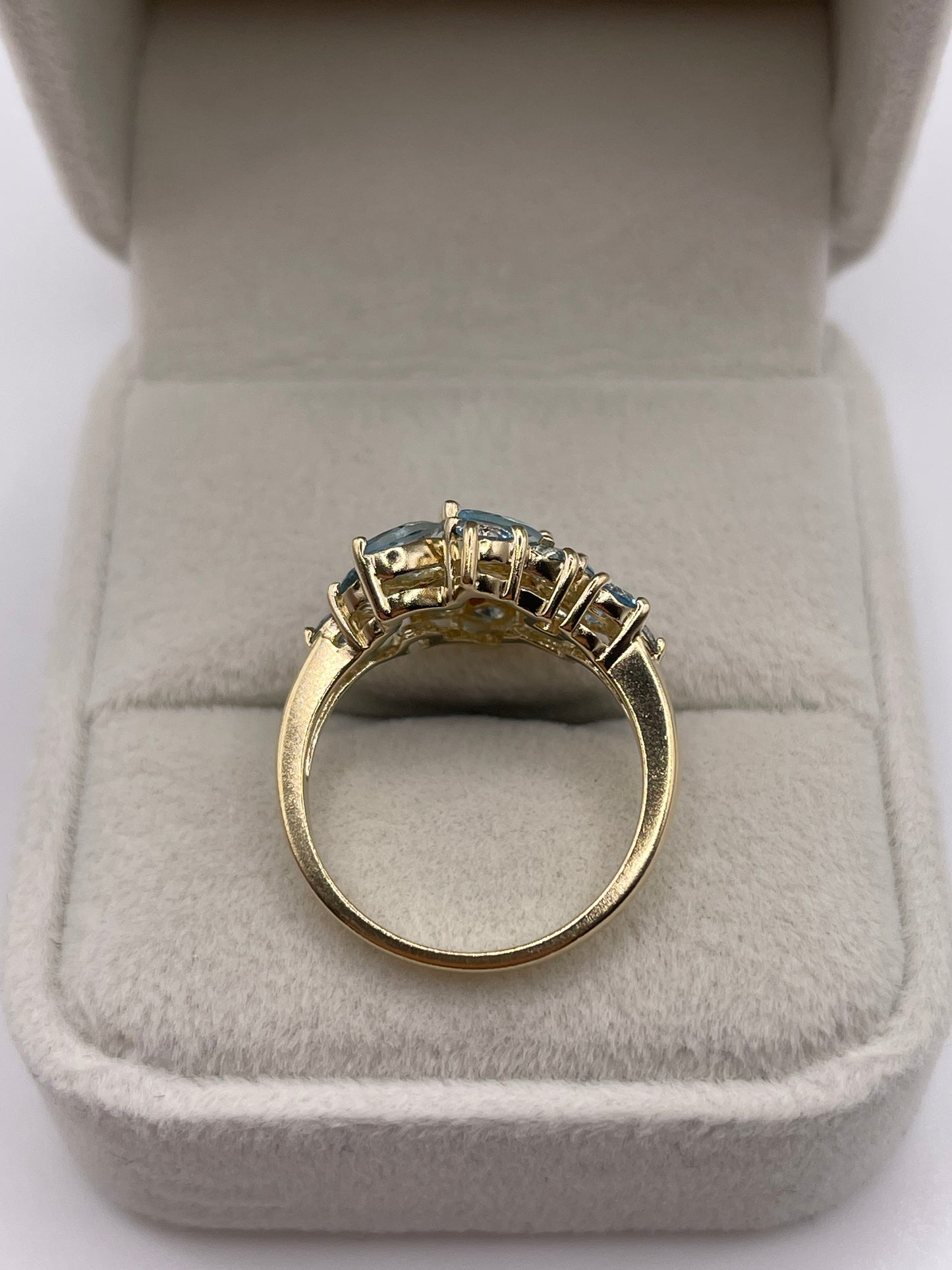 9ct gold blue topaz cluster ring