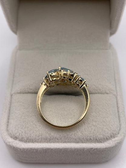 9ct gold blue topaz cluster ring