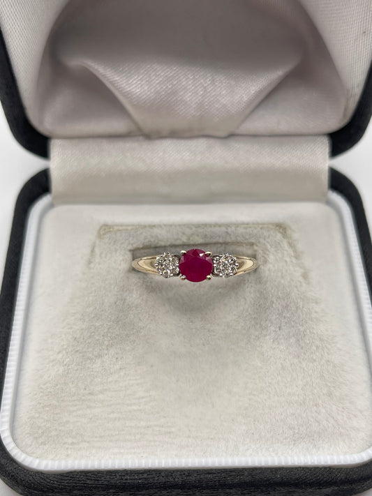 9ct gold ruby and diamond ring