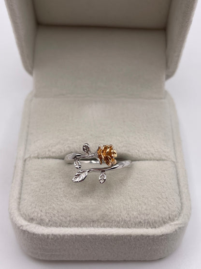 18ct two tone gold rose ring