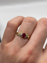 Load image into Gallery viewer, 9ct gold ruby and diamond ring
