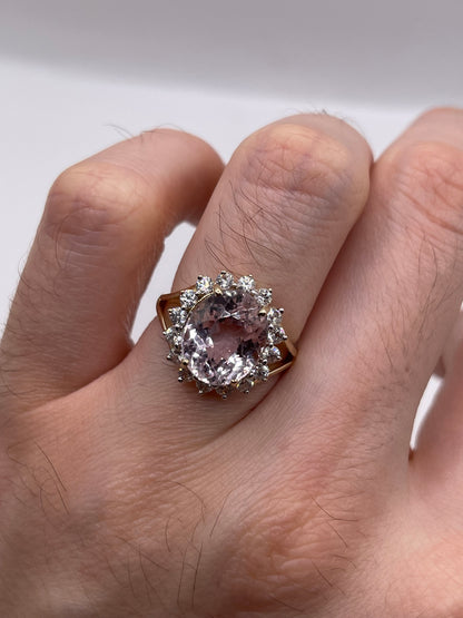 9ct gold morganite and zircon ring