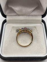 Load image into Gallery viewer, 9ct gold multi coloured sapphire and diamond ring
