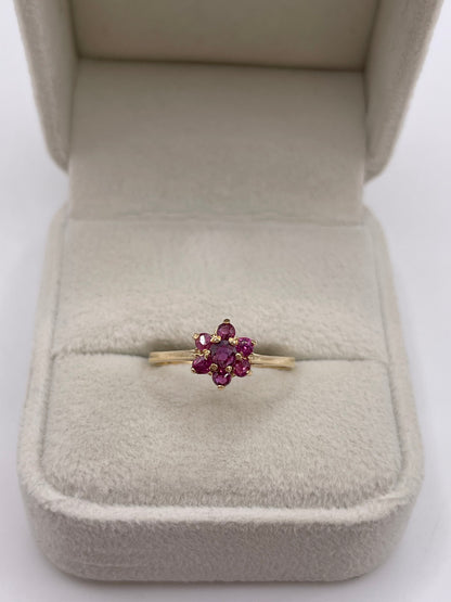 9ct gold ruby cluster ring