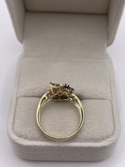 9ct gold amethyst and quartz ring