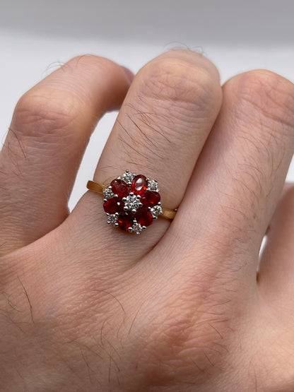 18ct gold fire opal and diamond ring