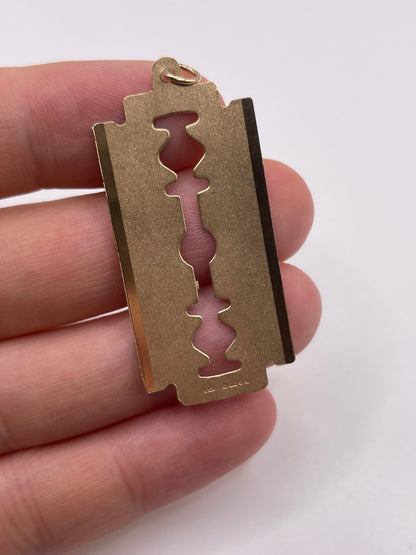 9ct gold razor blade pendant