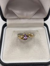 Load image into Gallery viewer, 9ct gold amethyst and diamond ring
