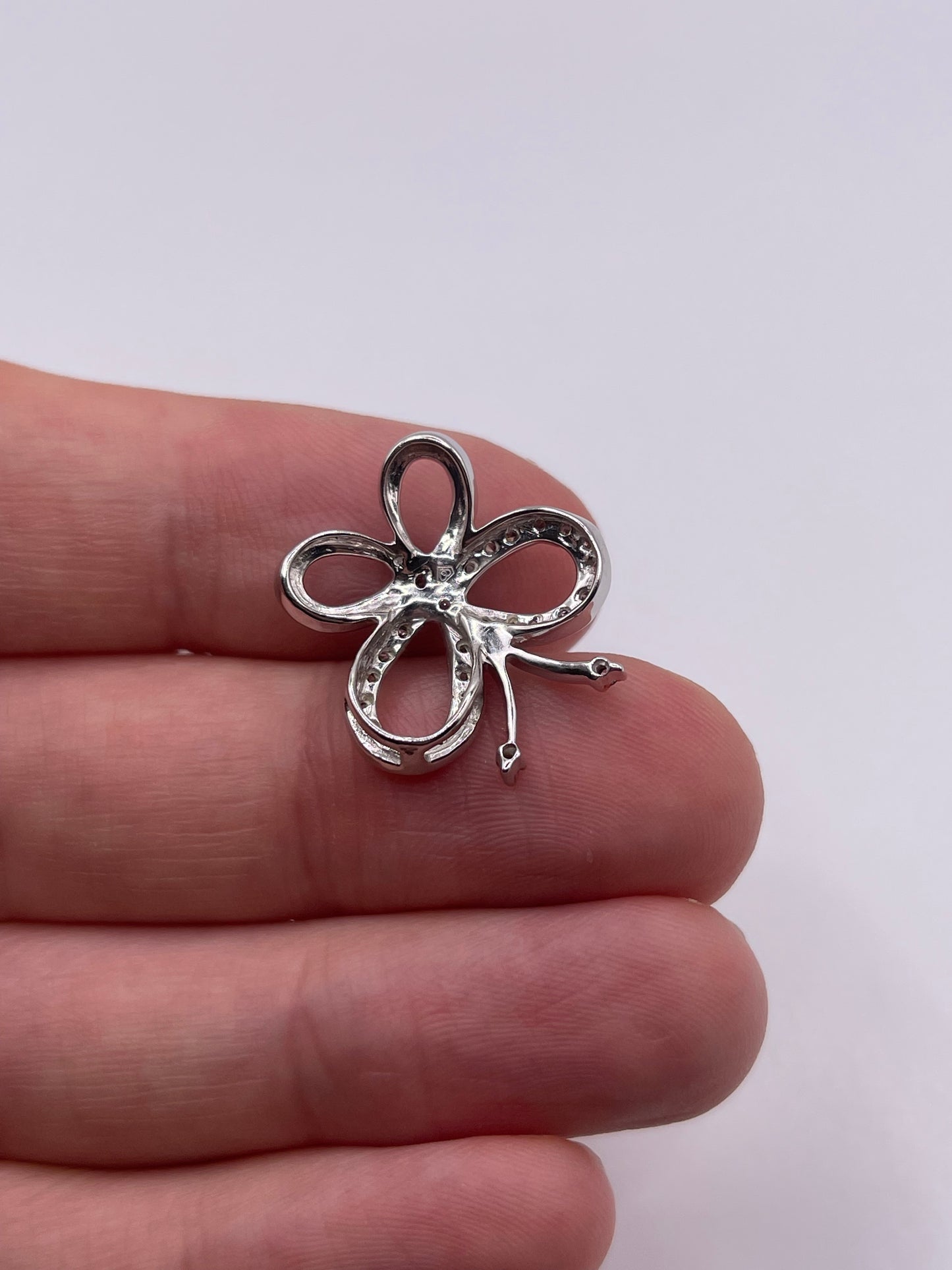 9ct white gold pink diamond butterfly pendant