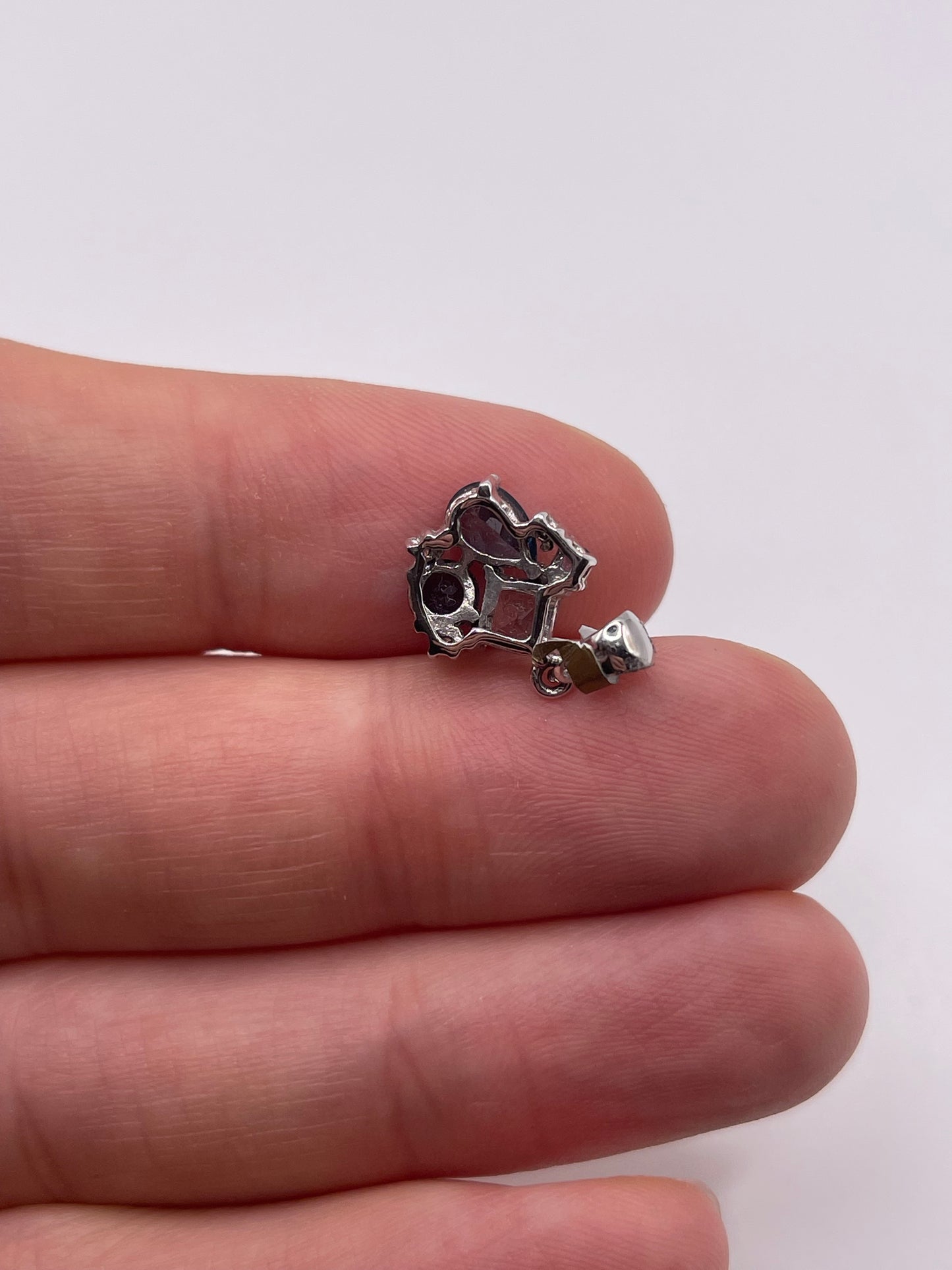 9ct white gold multi gemstone and diamobd pendant