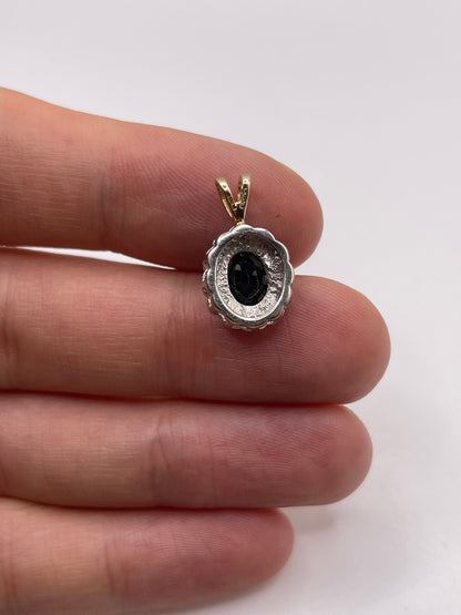9ct gold sapphire and diamond pendant