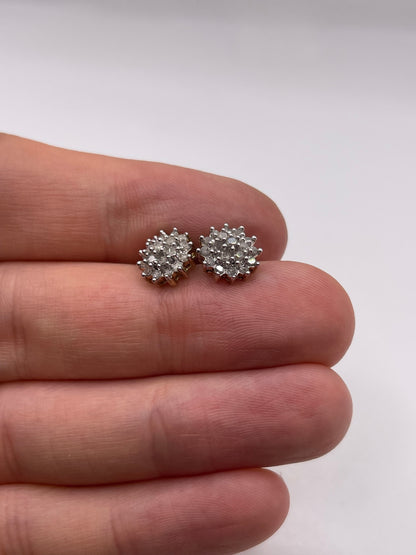 9ct gold diamond cluster earrings