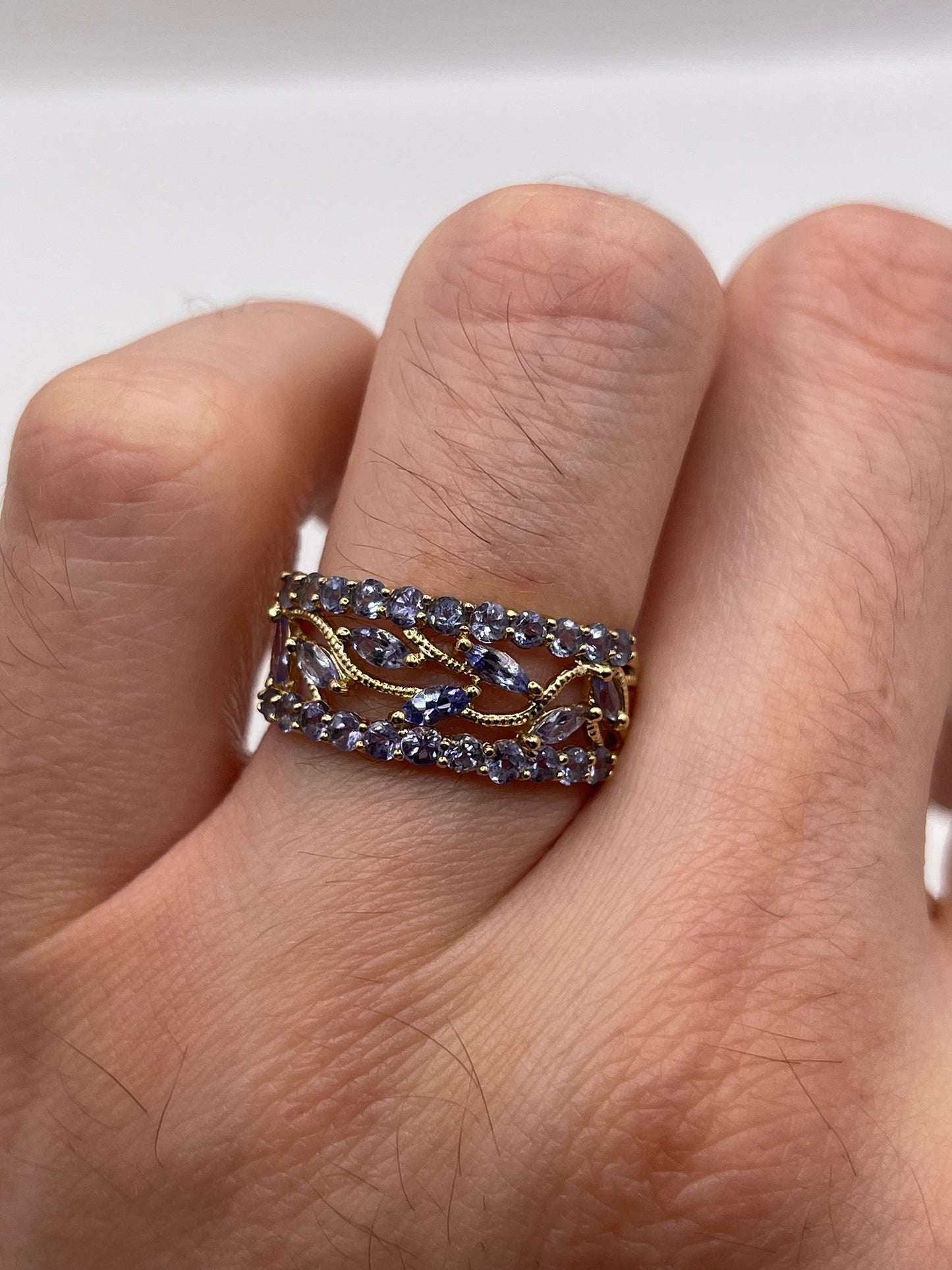 9ct gold tanzanite cluster ring