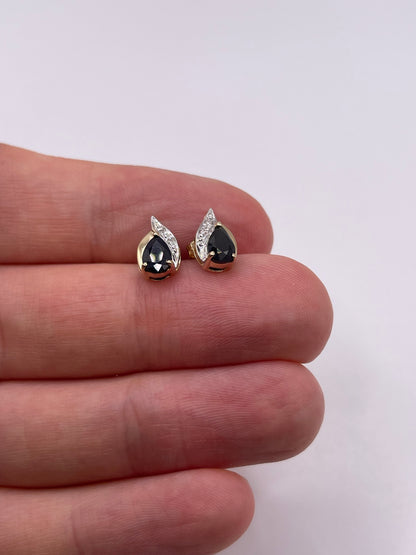 9ct gold sapphire and diamond earrings