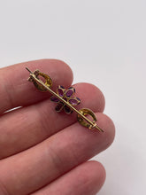 Load image into Gallery viewer, 9ct gold amethyst and pearl brooch
