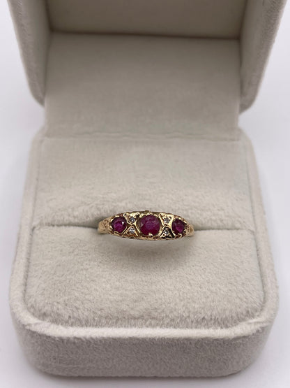 9ct gold ruby and diamond ring