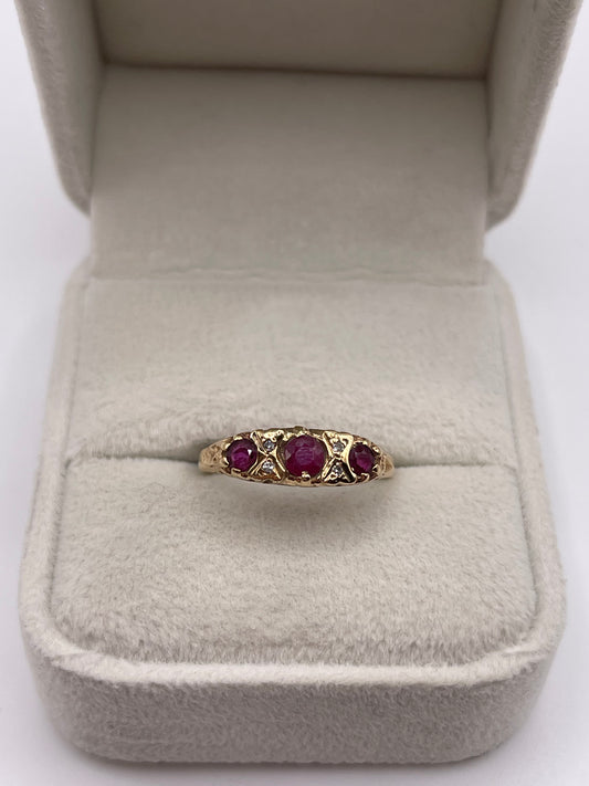 9ct gold ruby and diamond ring