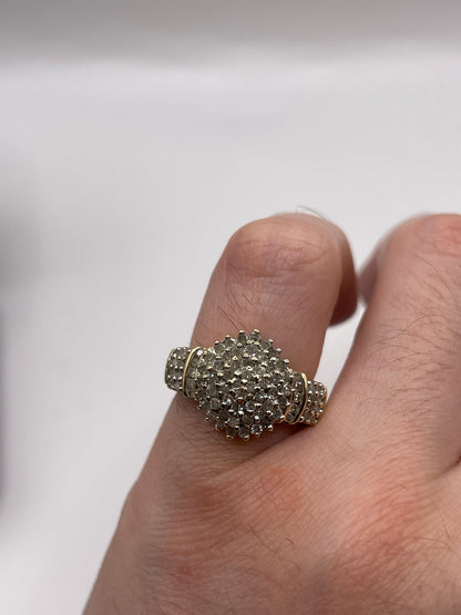 9ct gold 1ct diamond cluster ring