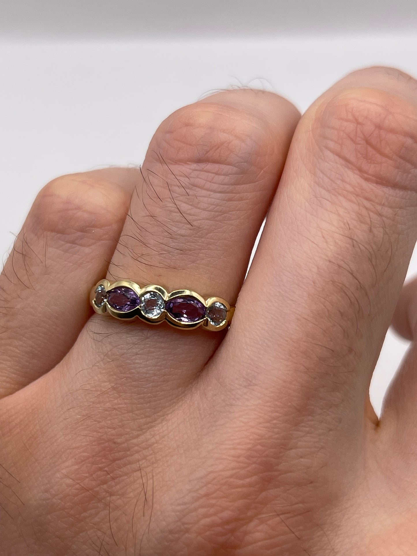 9ct gold amethyst and topaz ring