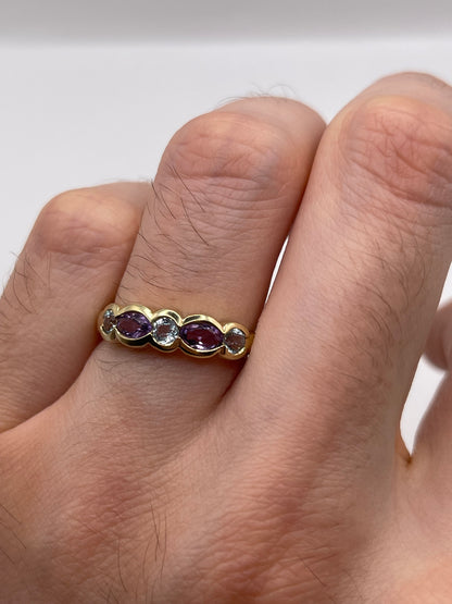 9ct gold amethyst and topaz ring