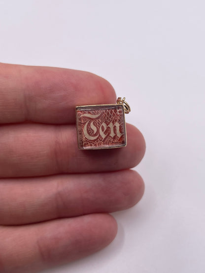 9ct gold 10 shilling note charm